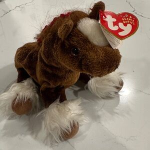 Ty Hoofer Beanie Babies Brown and White Horse Plush